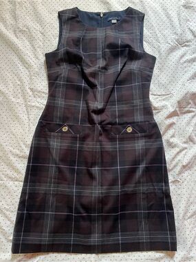 Tommy Hilfiger Sleeveless Brown Plaid Sheath Dress, size 4